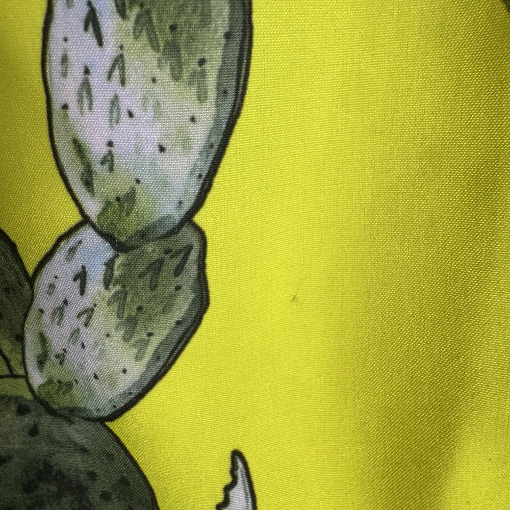 Jake Austin Swim Trunks Mens M Neon Yellow Cactus Print Mesh Lined Drawstring - Picture 2 of 6